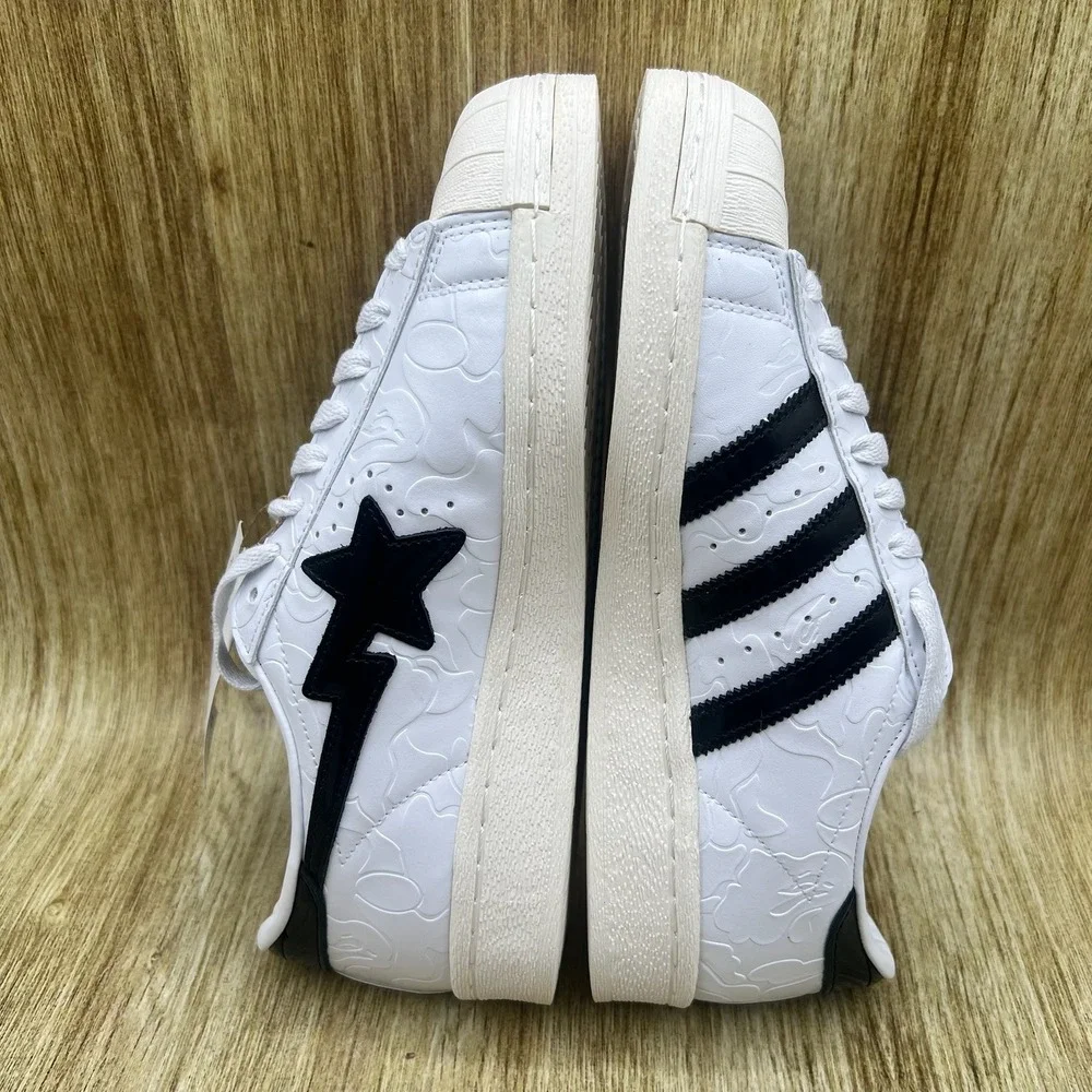 Adidas BAPE x Superstar Vintage Men's Size 7 Women's 8 White Black Gold JR2701